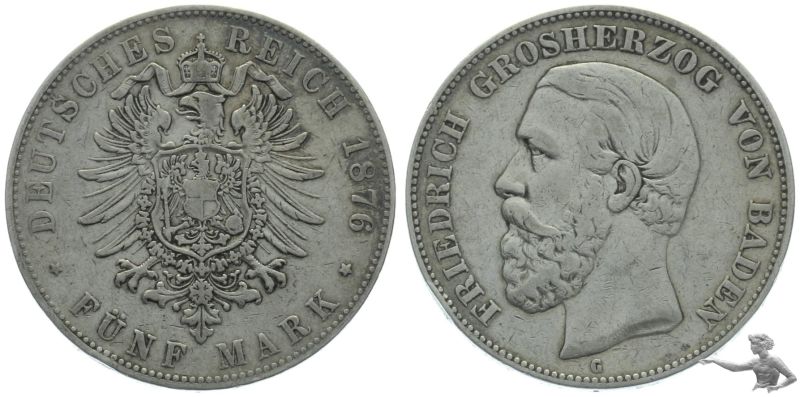 Baden 5 Mark 1876 G